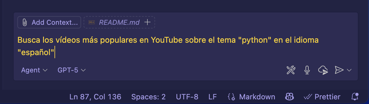 Prompt rellenado en GH Copilot Chat