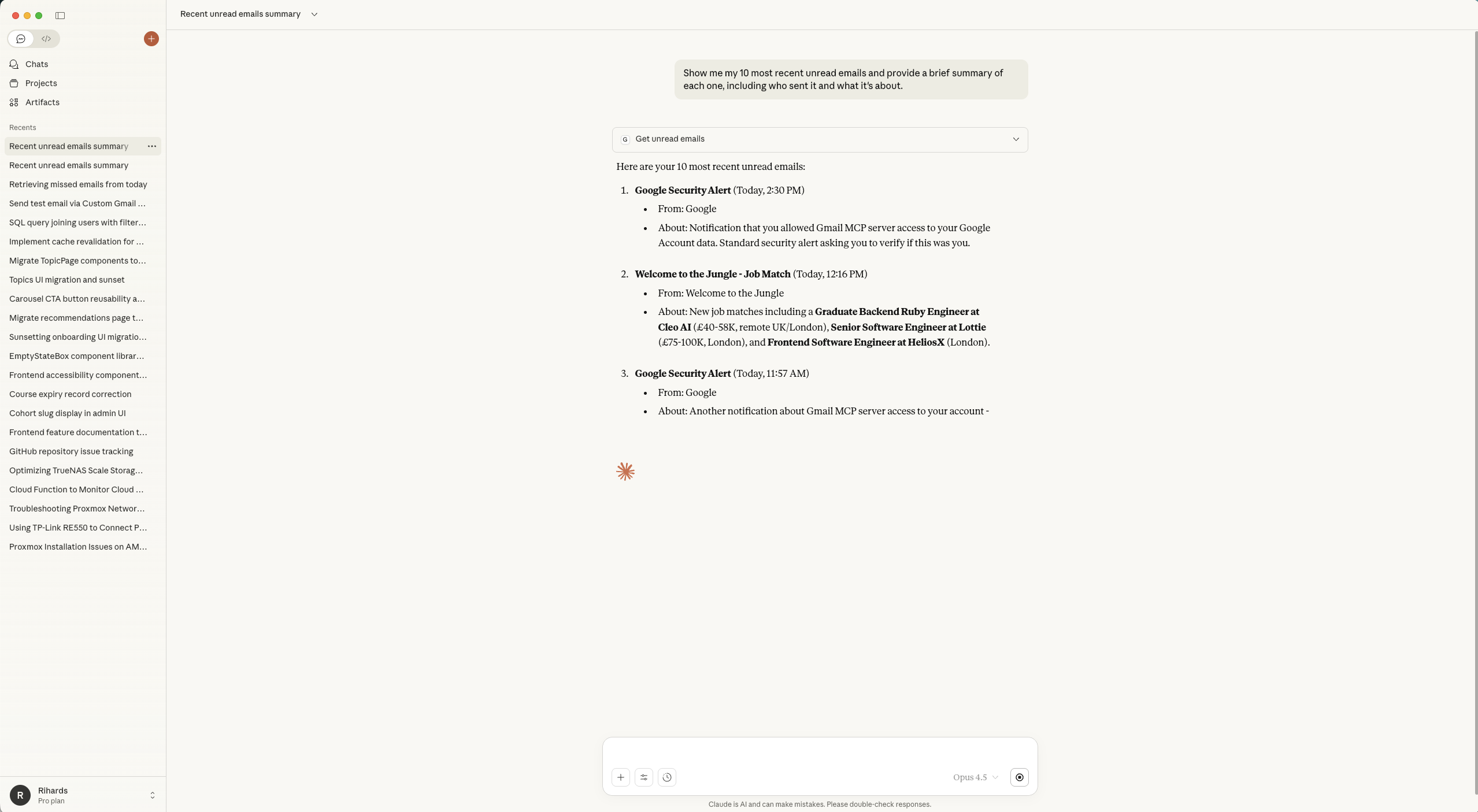 Getting Unread Emails