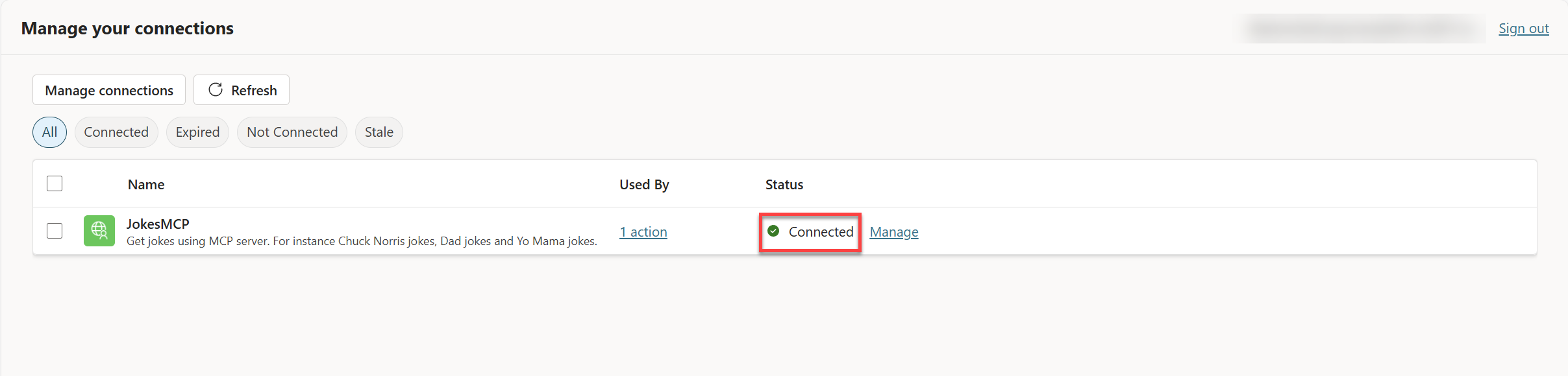 Status connected