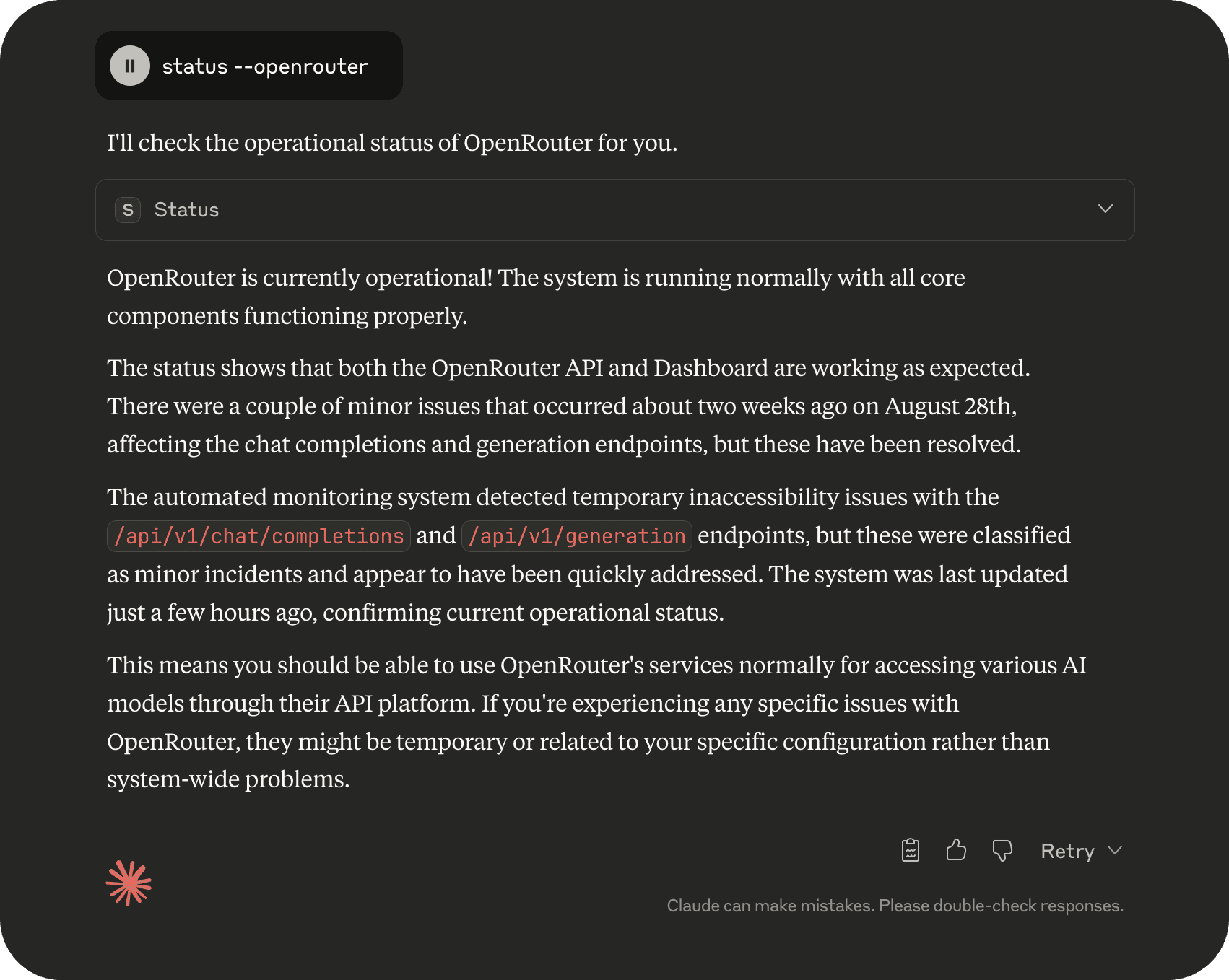 OpenRouter Status Monitoring Preview