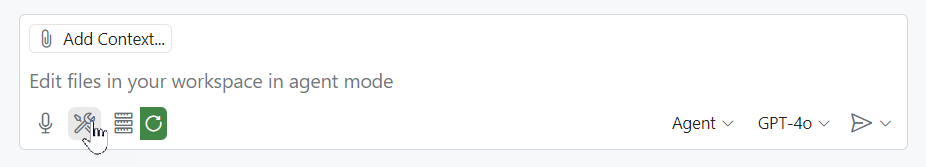 Tools menu in GitHub Copilot