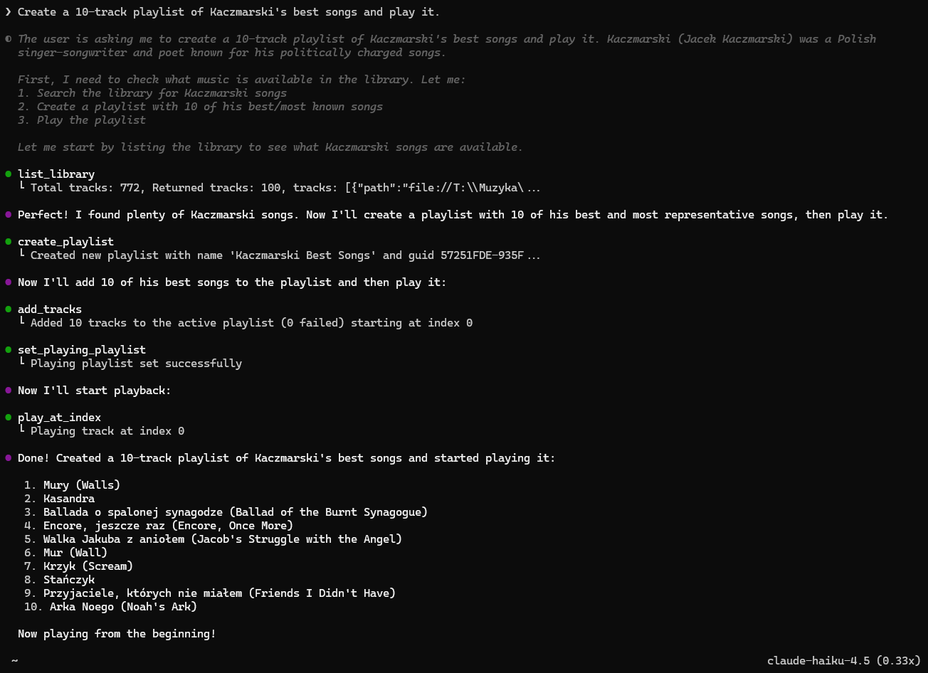 Example - creating a playlist with Kaczmarski's best songs