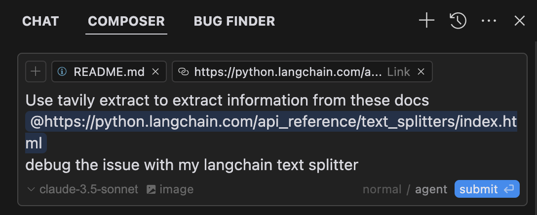 Ejemplo de interfaz de cursor