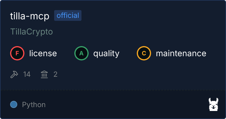 TILLA MCP server on Glama