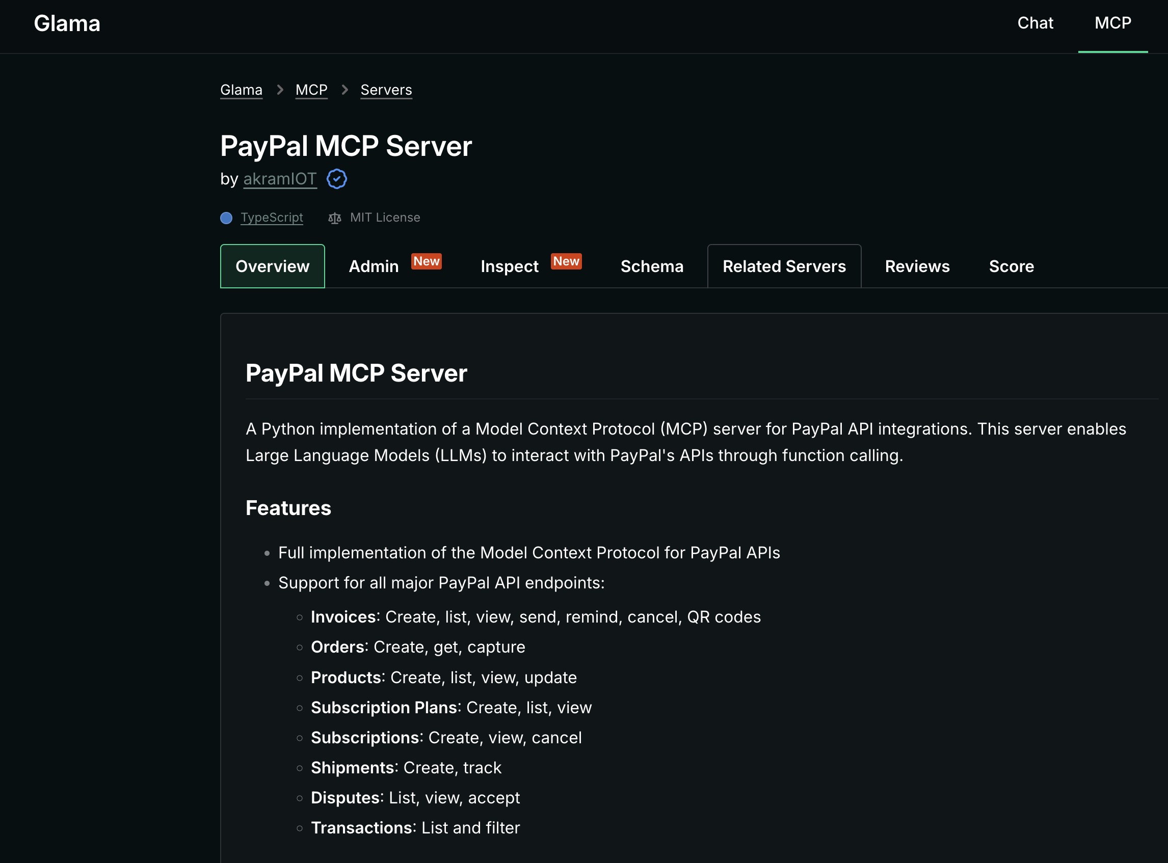 Servidor MCP de PayPal
