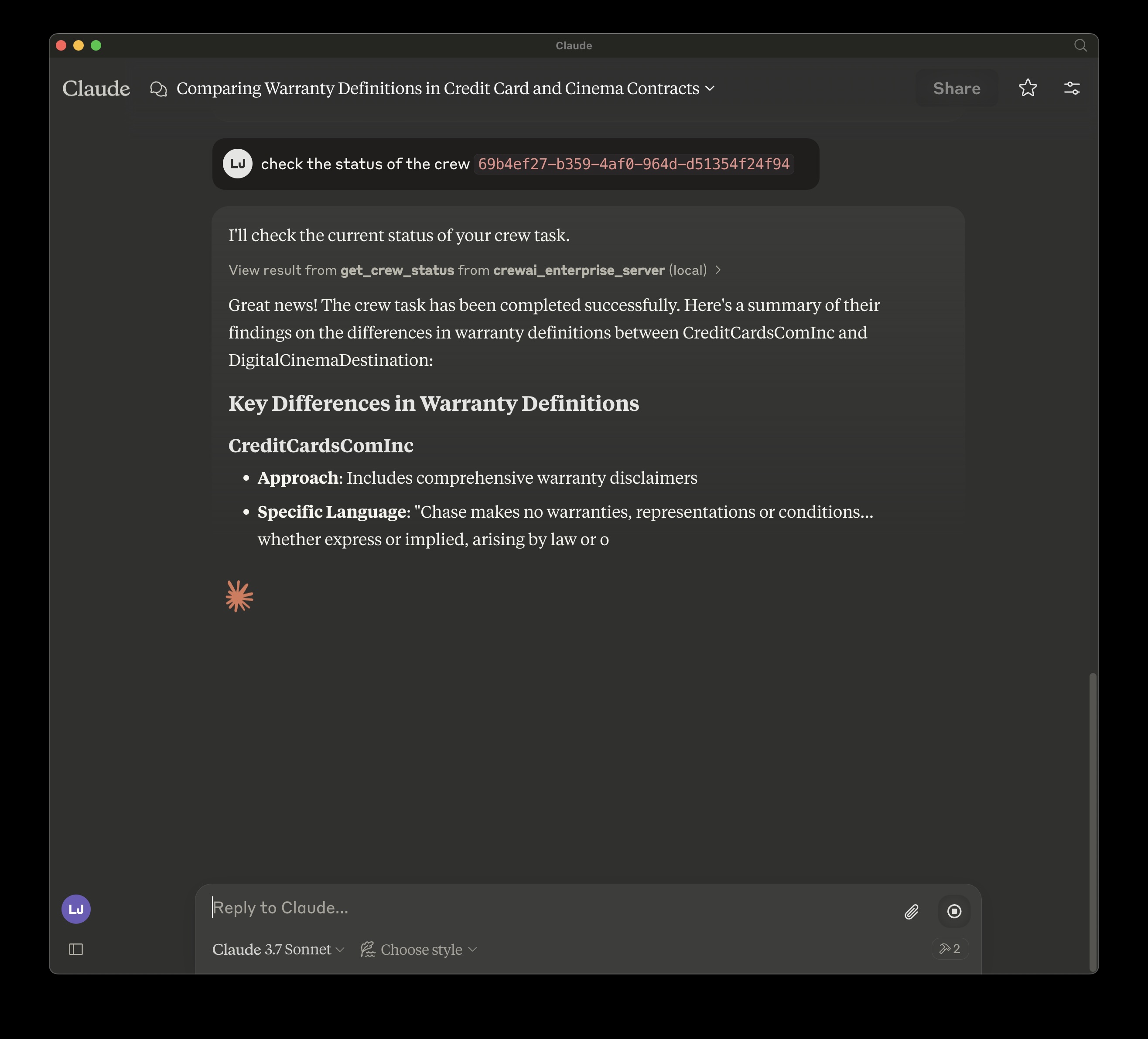 Claude Desktop with CrewAI Enterprise MCP Server