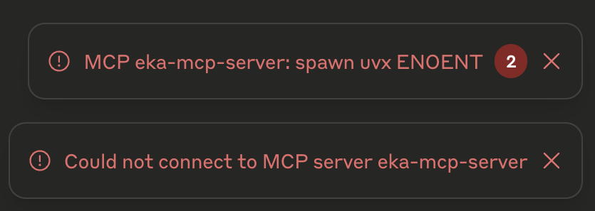 spawn uvx ENOENT screenshot