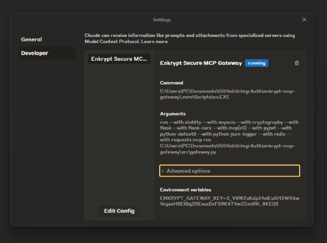 Claude Desktop MCP Gateway Running