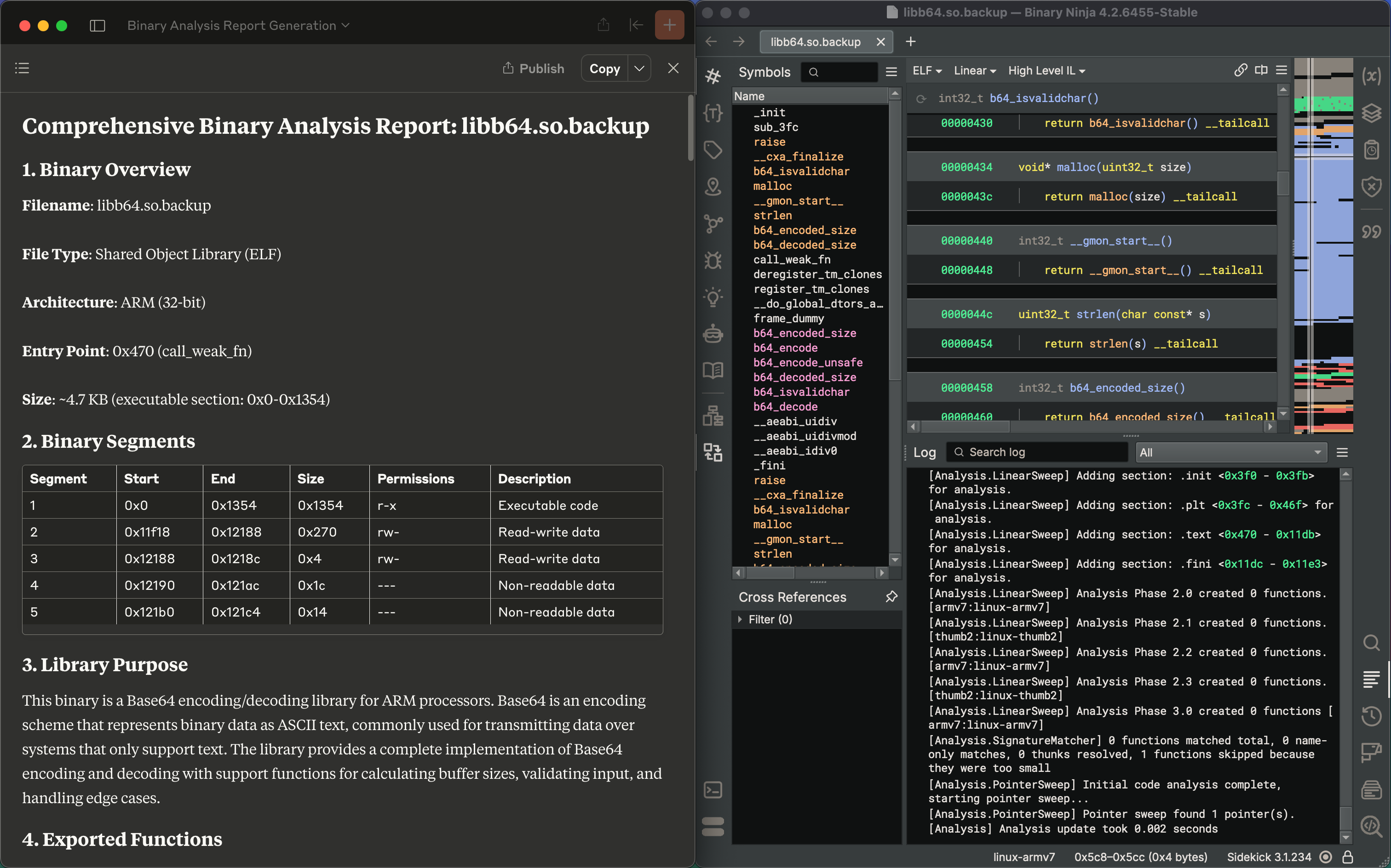 Generación de informes de análisis binario