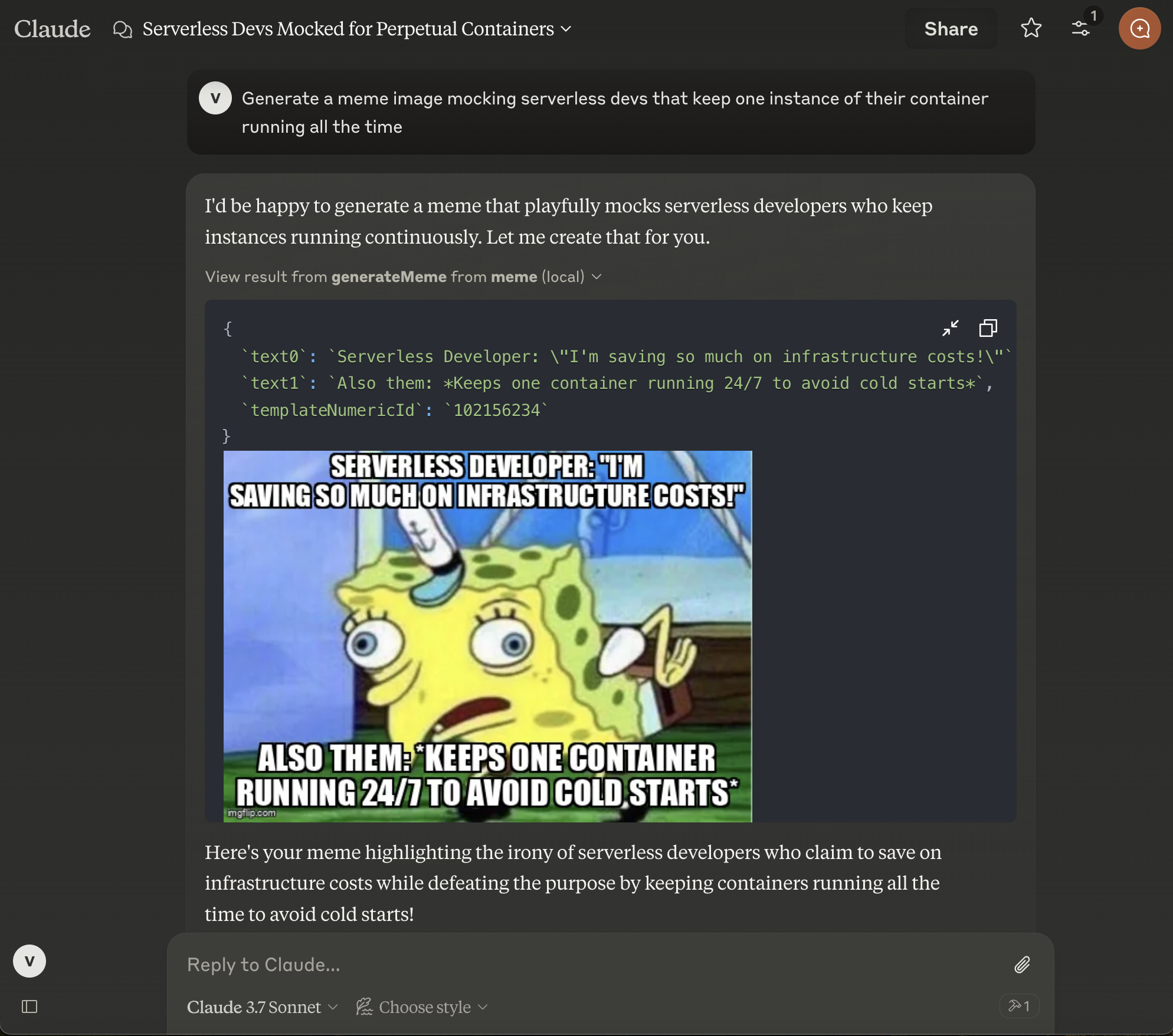 Claude Desktop con servidor de memes configurado