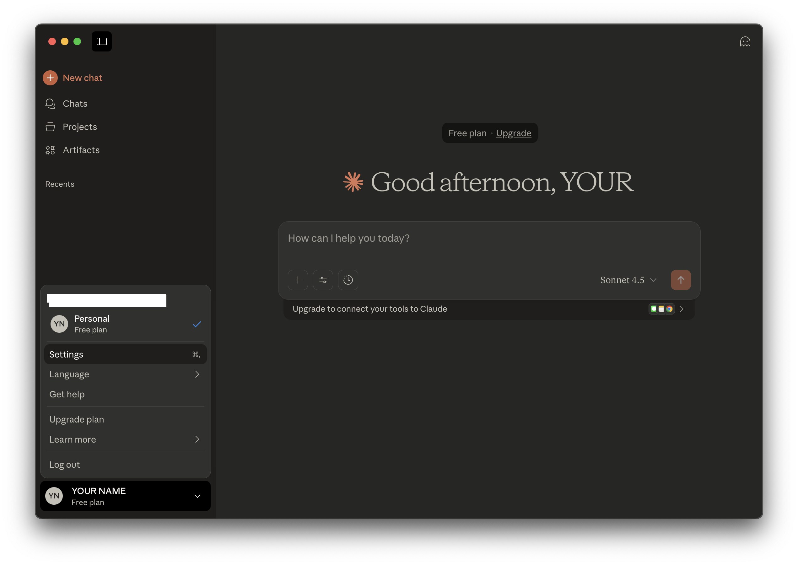 Screenshot showing Settings