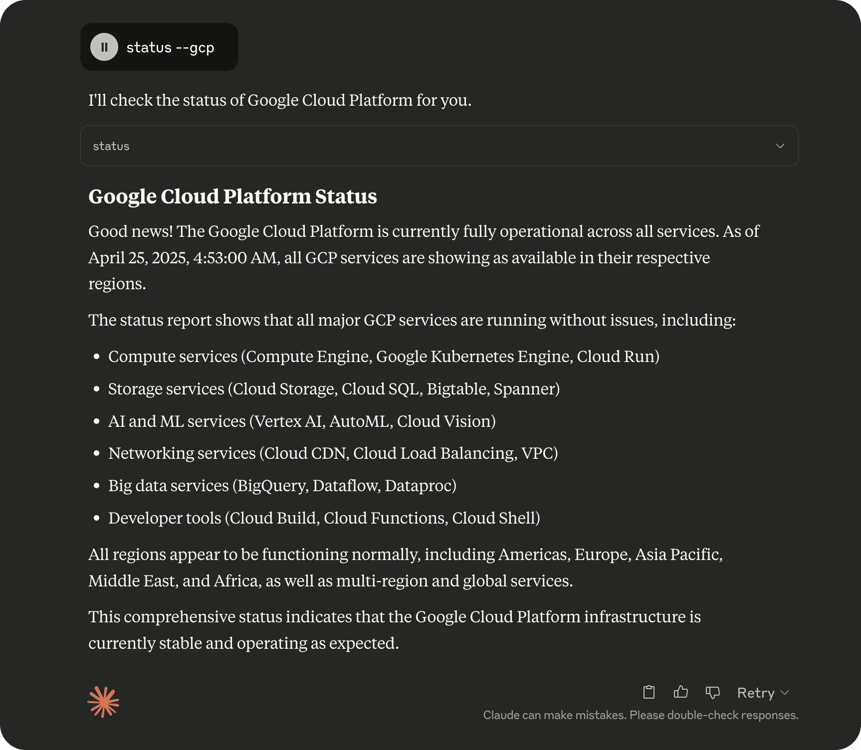 GCP Status Monitoring Preview