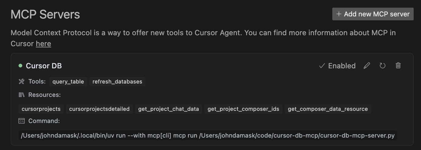 Cursor DB MCP