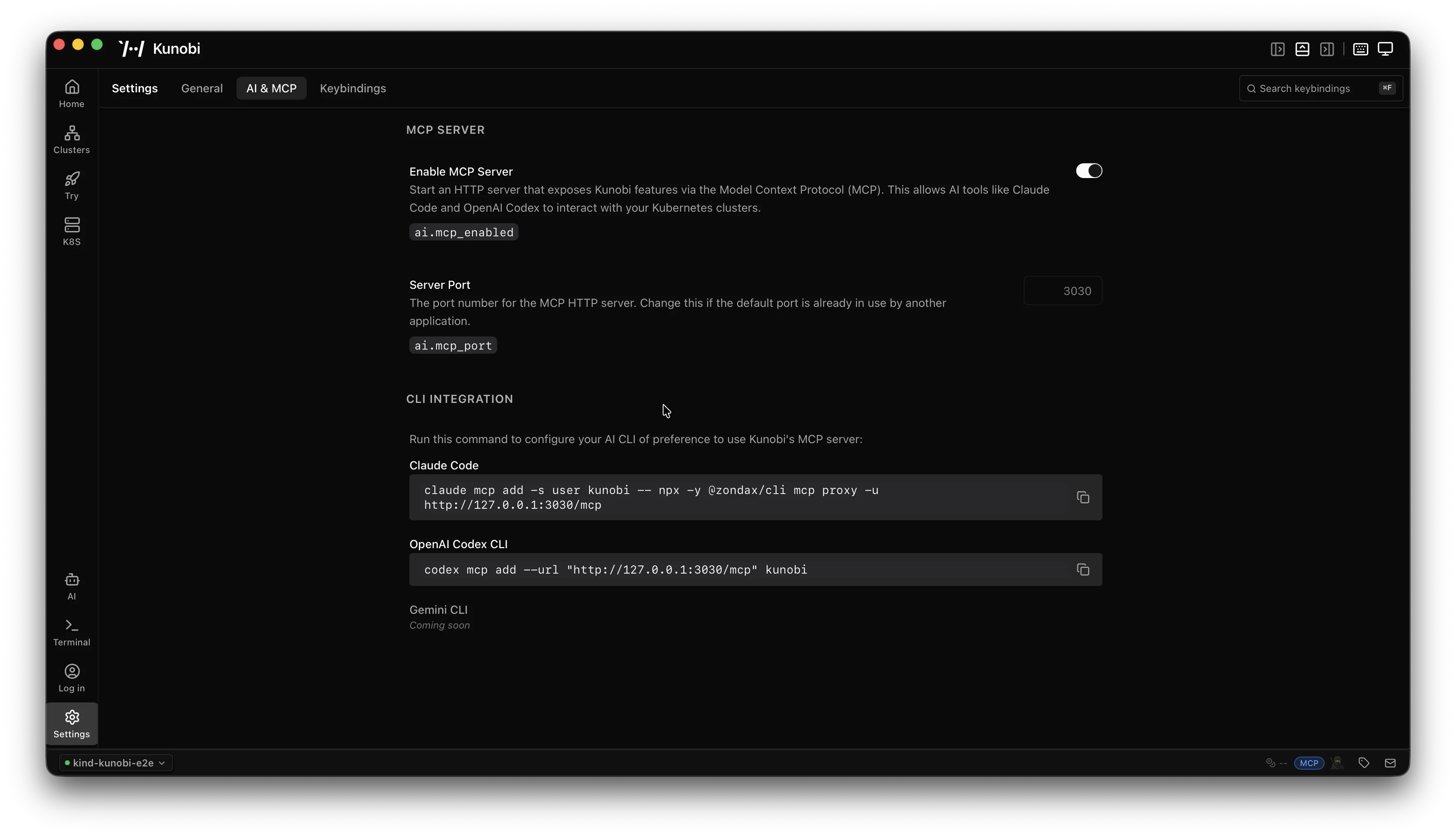Kunobi — MCP settings