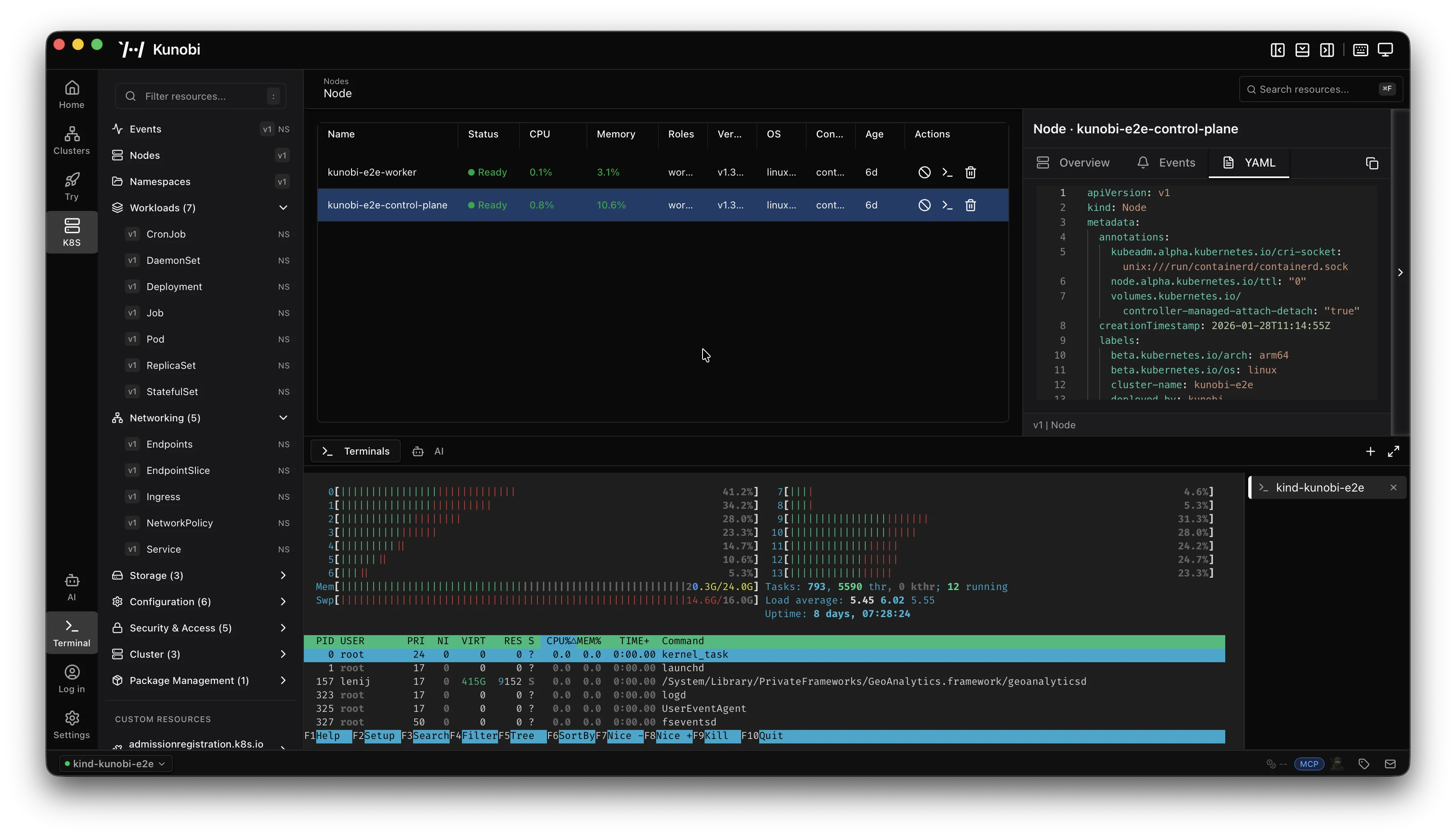 Kunobi — Cluster view