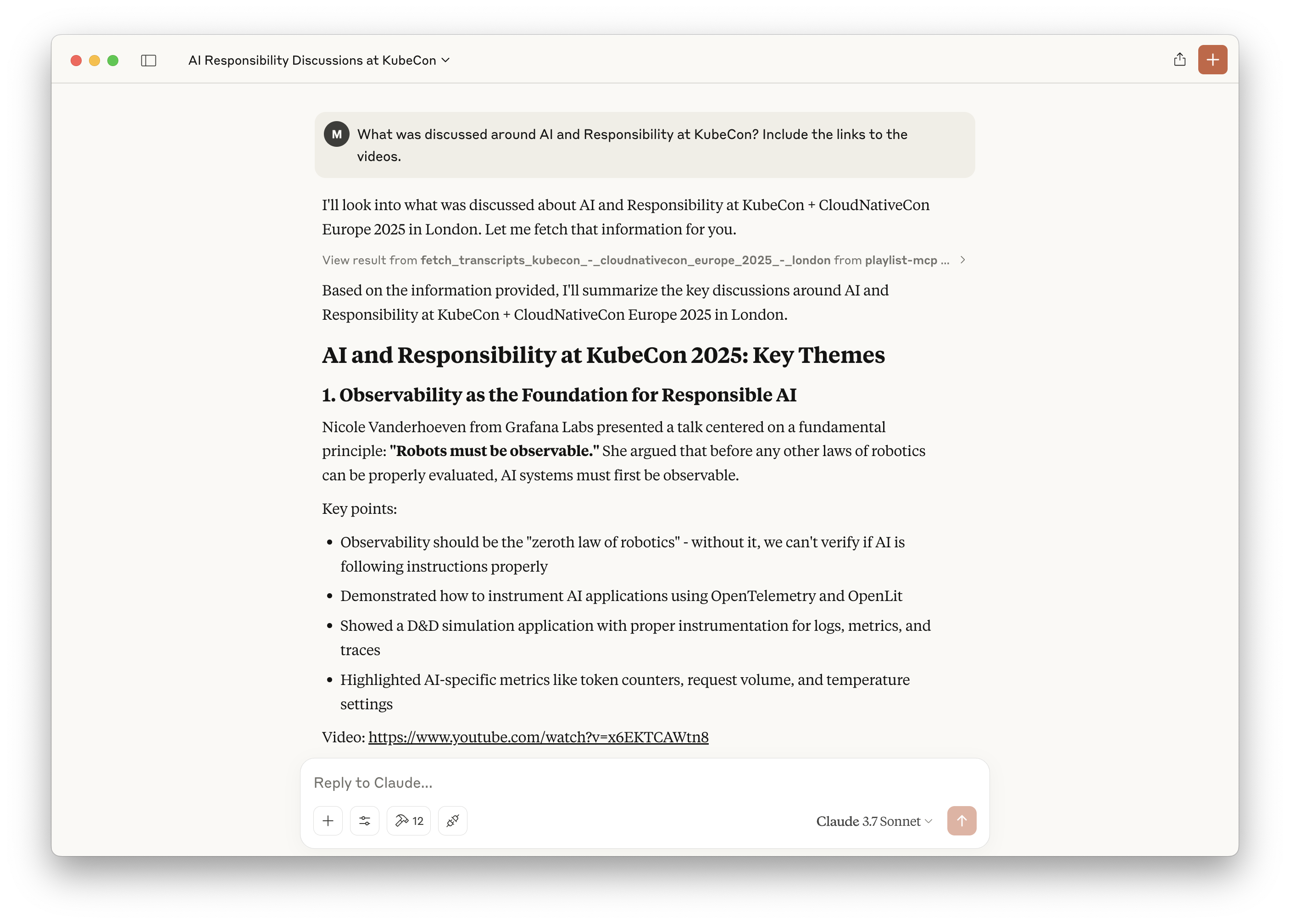 MCP running in Claude