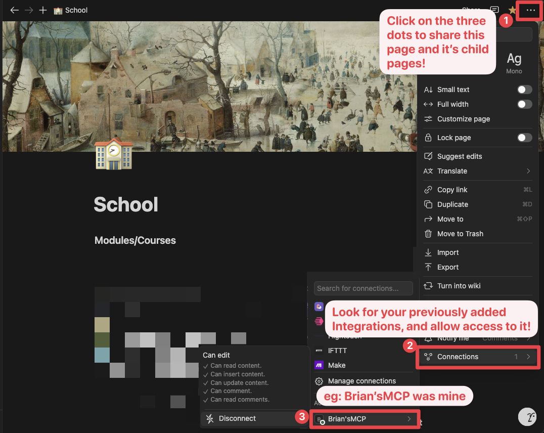 Добавление интеграционного токена к соединениям Notion