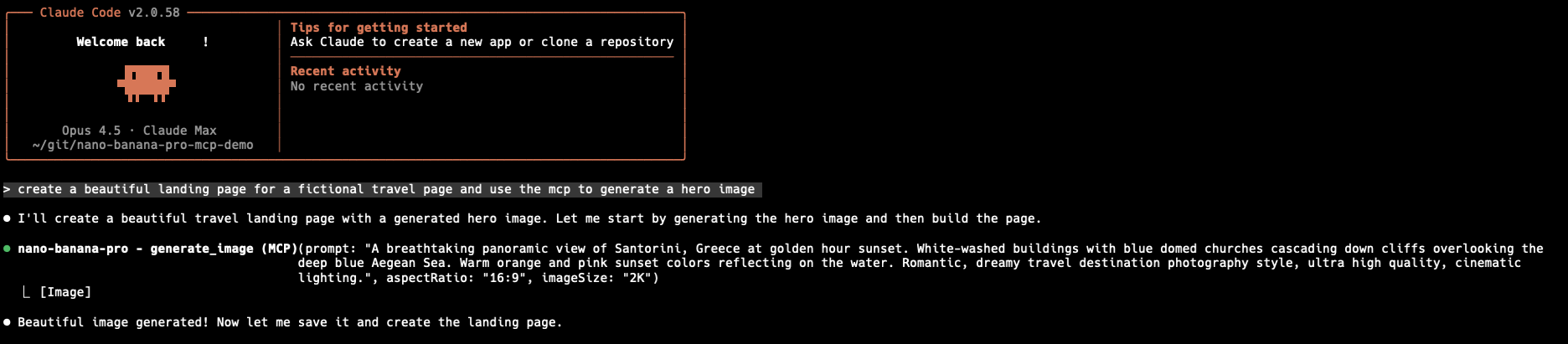 Claude Code using nano-banana-pro MCP