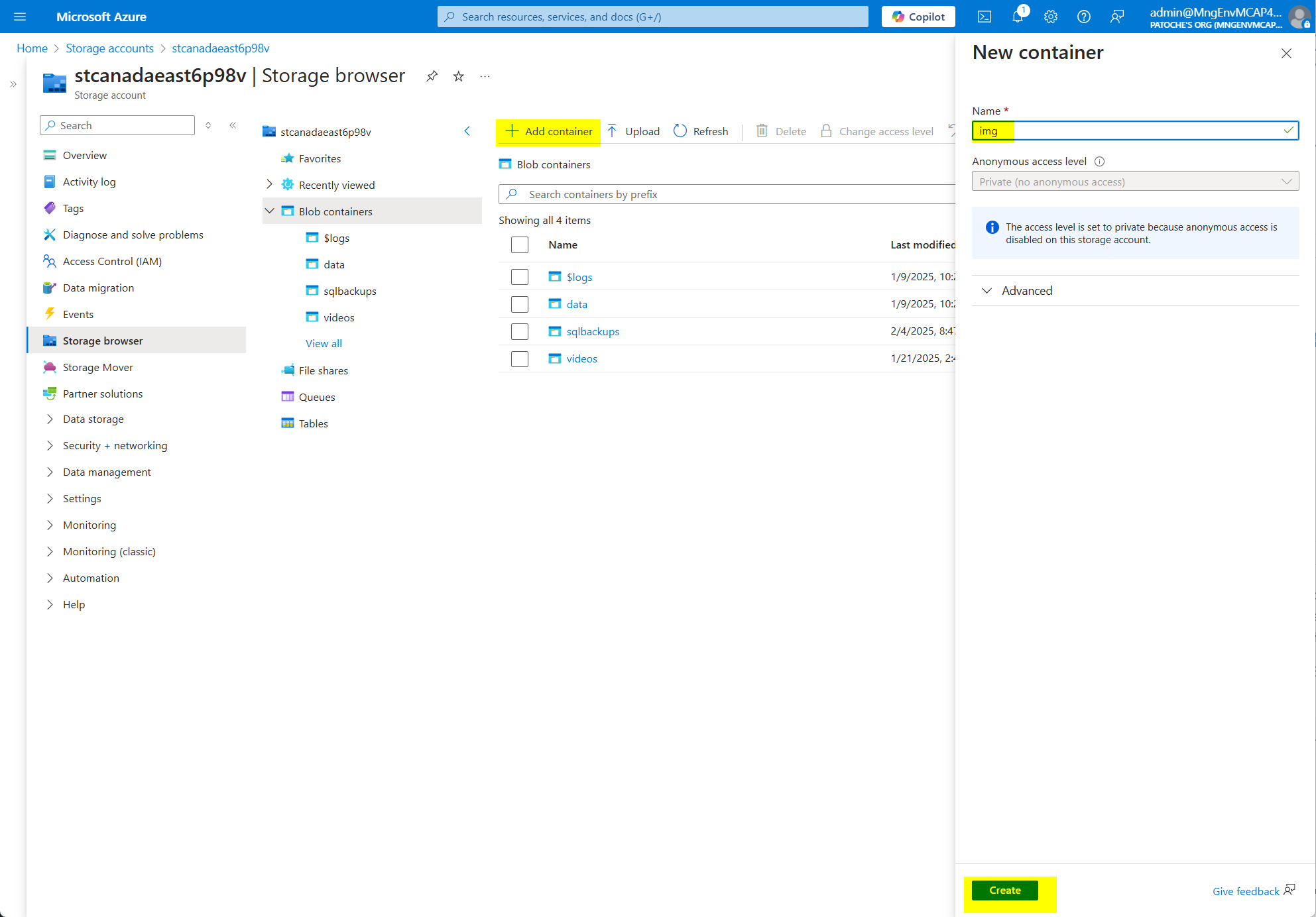 存储 - 创建容器
