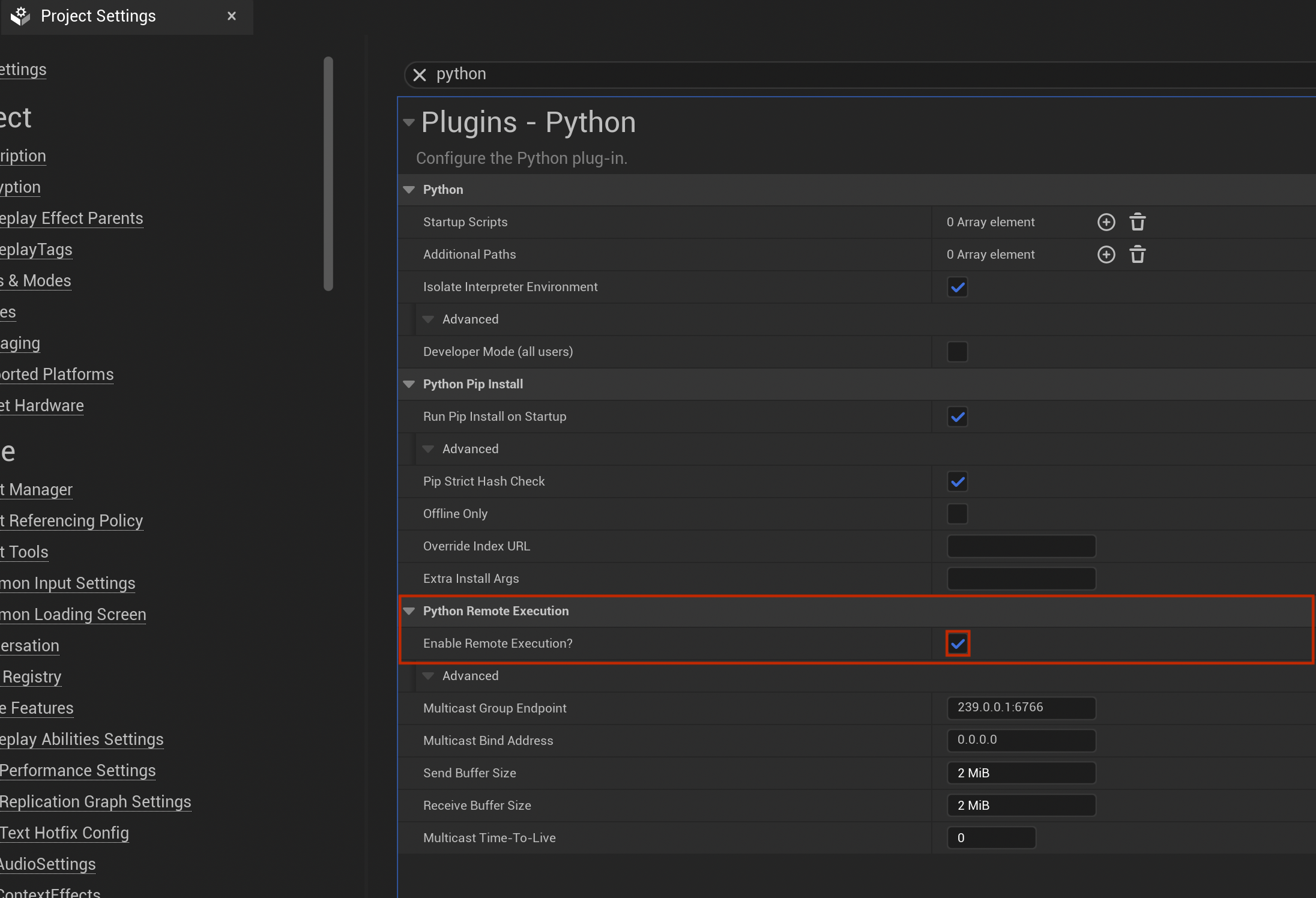 enable remote execution