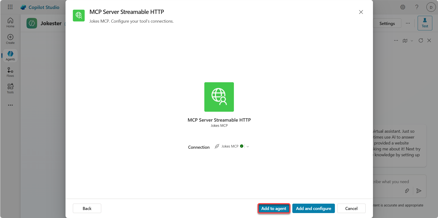 Agregar herramienta al agente