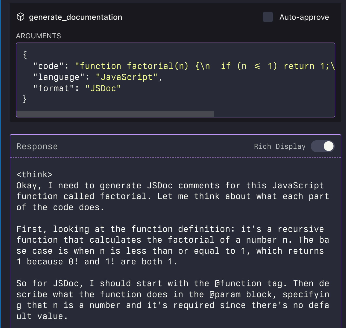 call a reasoning llm to write some documentation