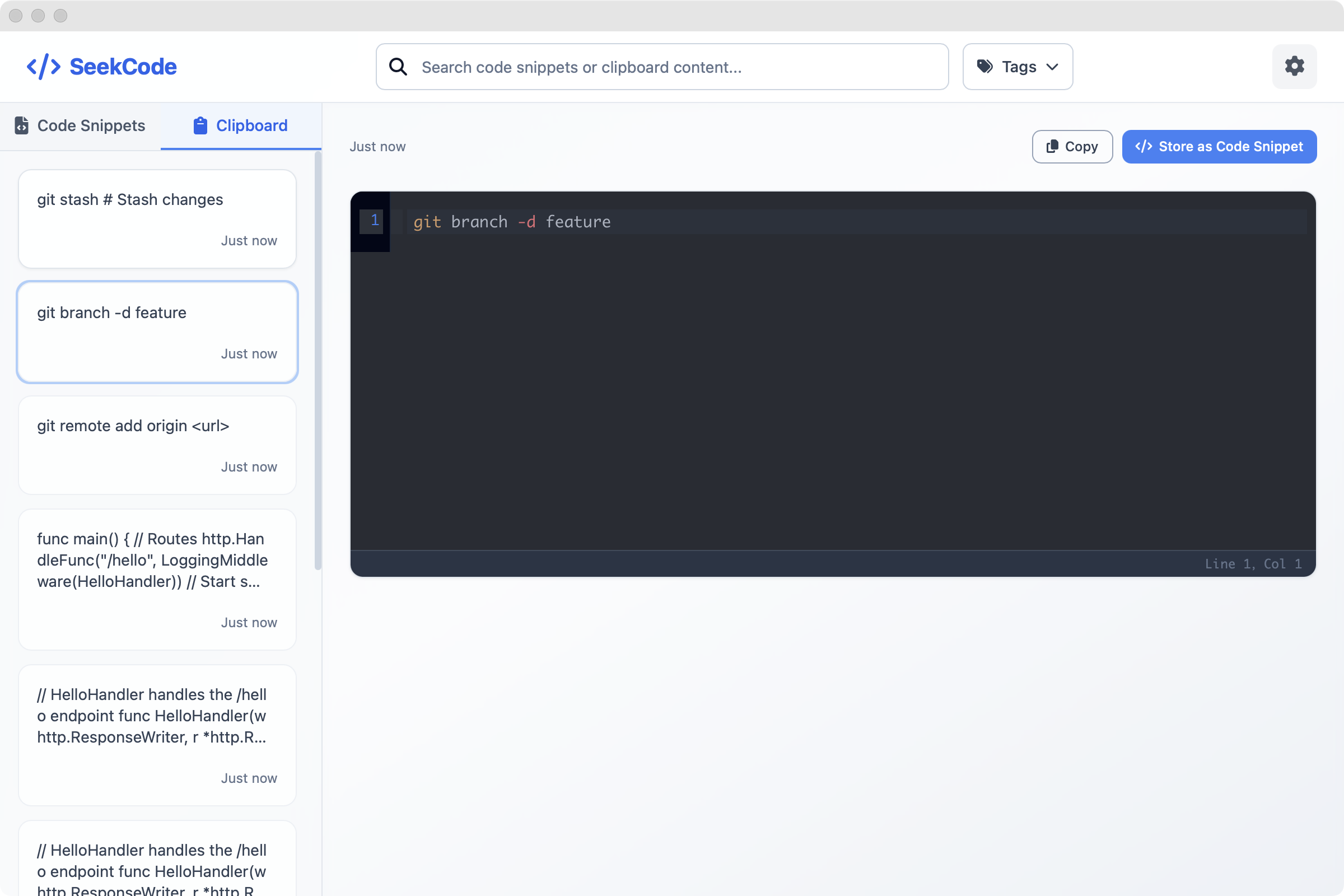 Clipboard History Interface