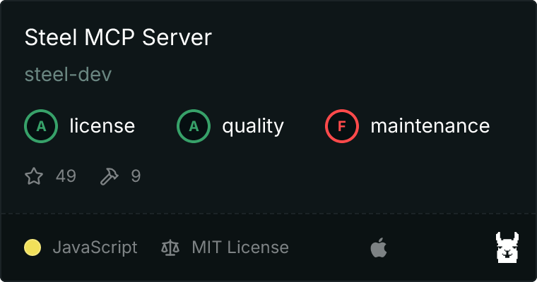 Steel MCP Server listing on Glama