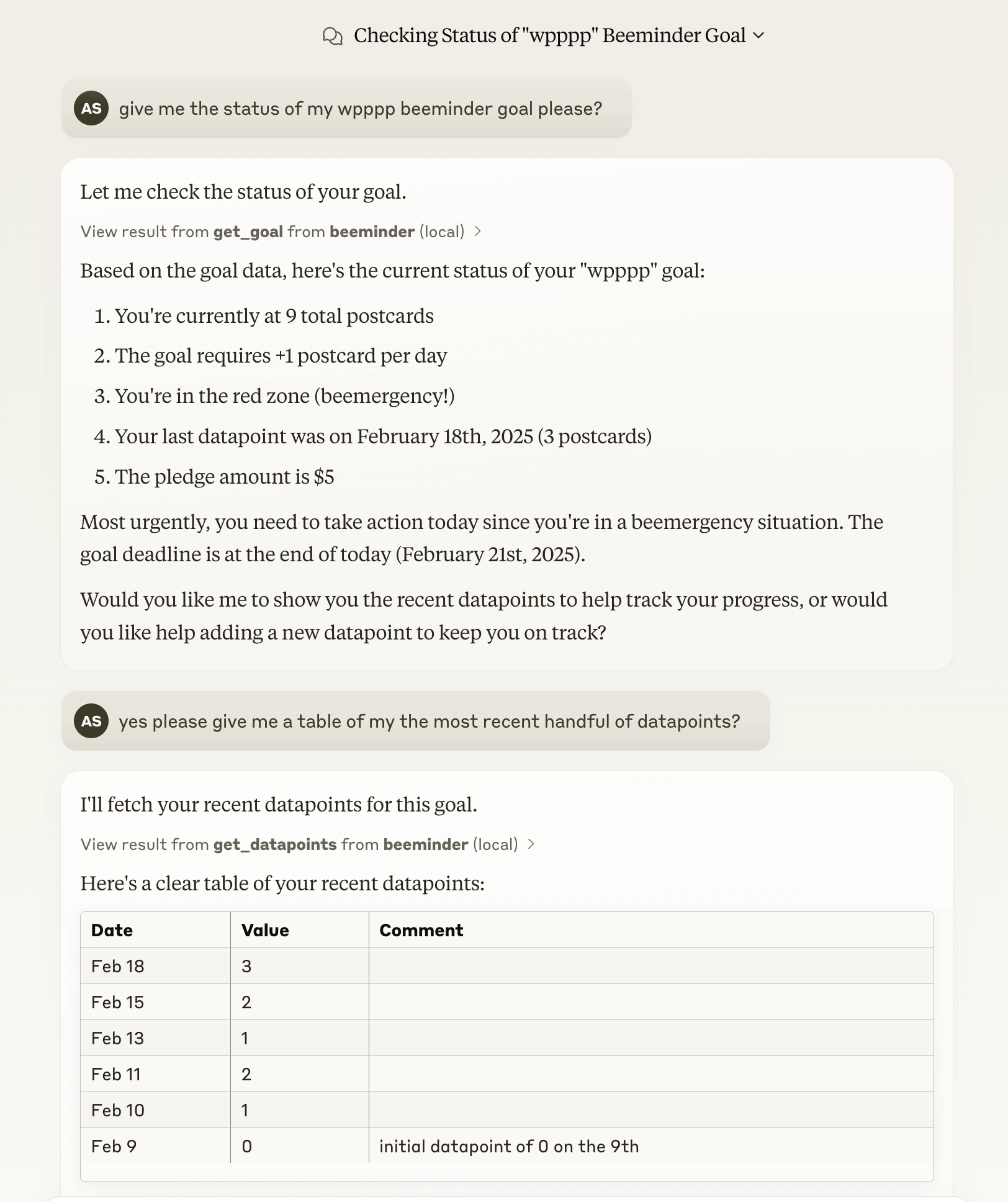Beeminder MCP Server