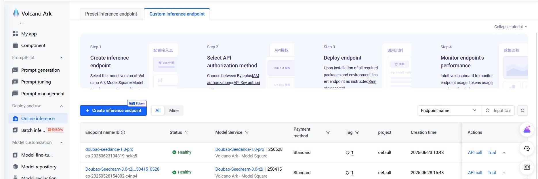 Create Inference Endpoint