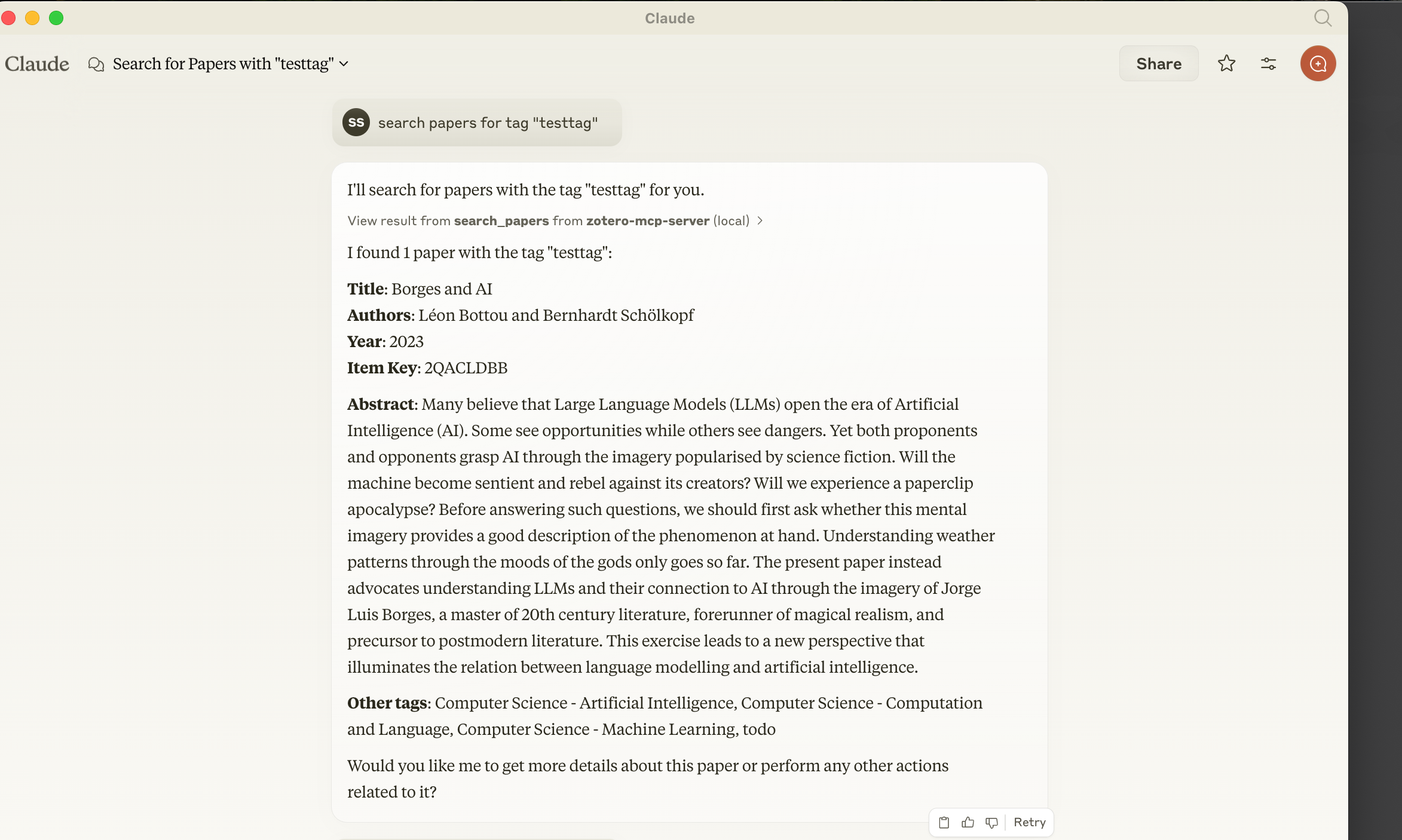 Zotero MCP Server Example