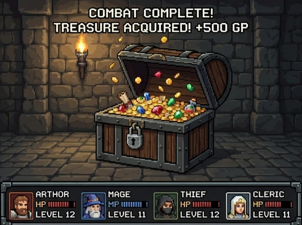 Reference-image dungeon loot scene