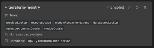 terraform-registry MCP settings for Cursor