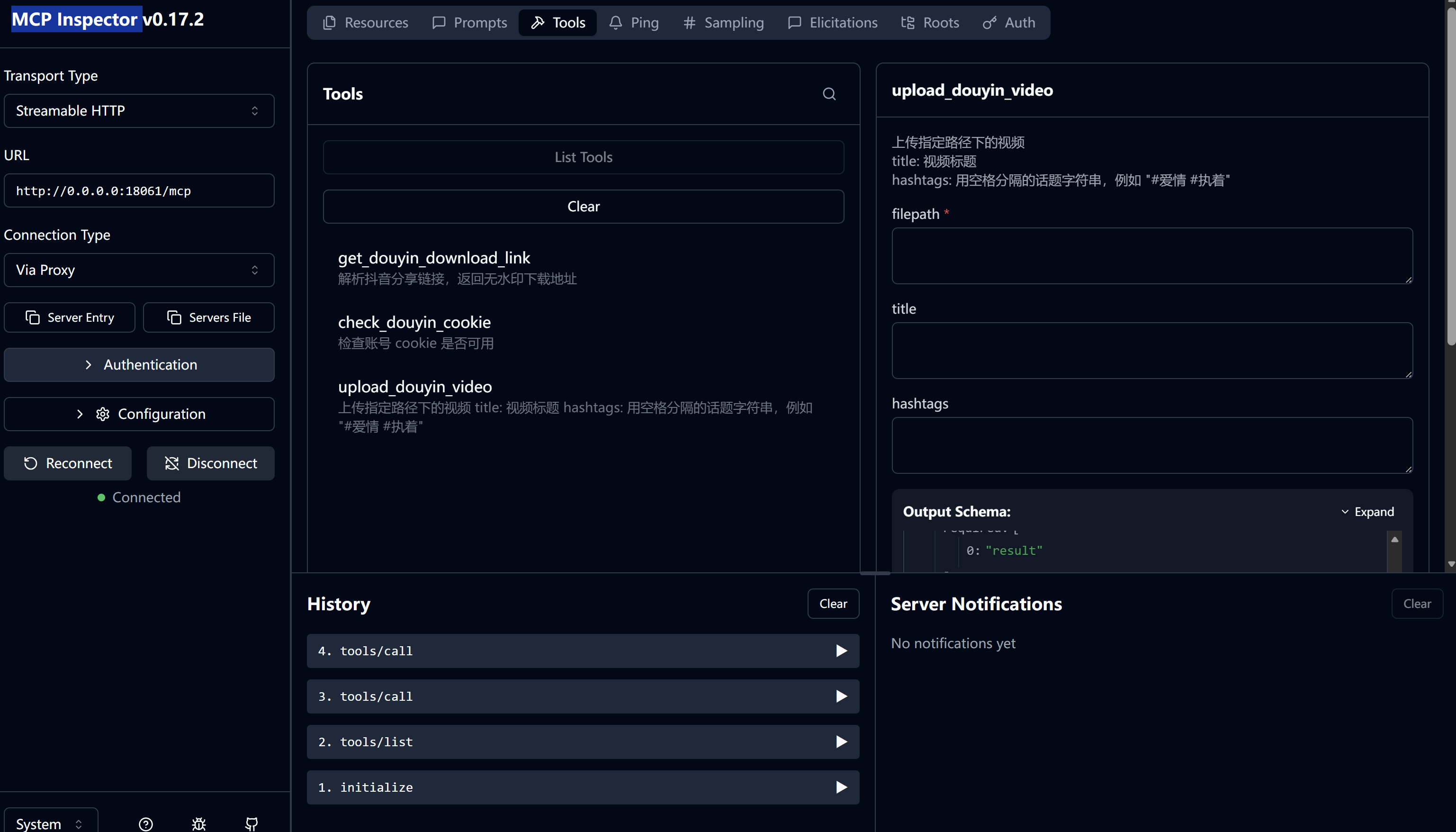 MCP Inspector 配置图