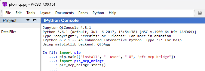 PFC GUI Python console